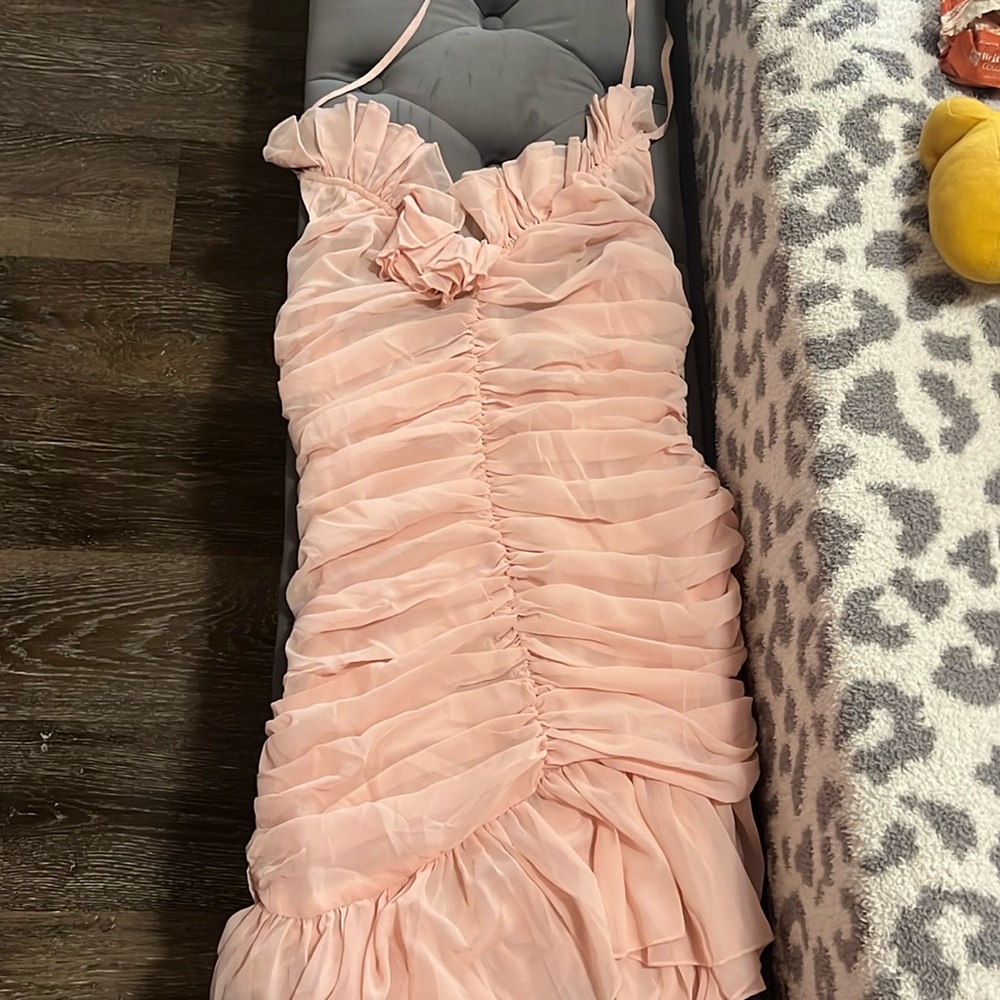 Pink draped ruched dress